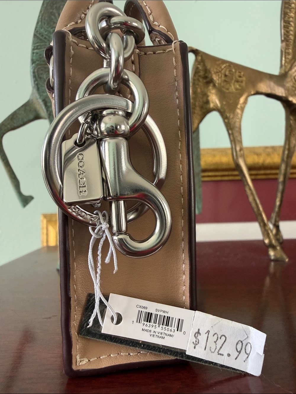 NWT Coach North South Mini Tote Bag Charm with Top Handles in Signature Canvas - Picture 10 of 16